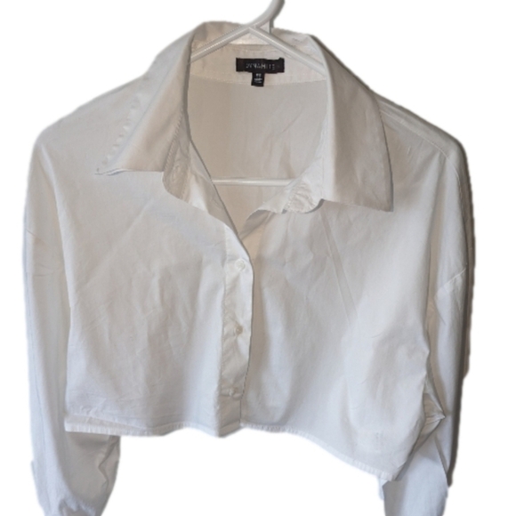 Dynamite oversize crop cotton blouse, drop shoulder - Picture 1 of 6